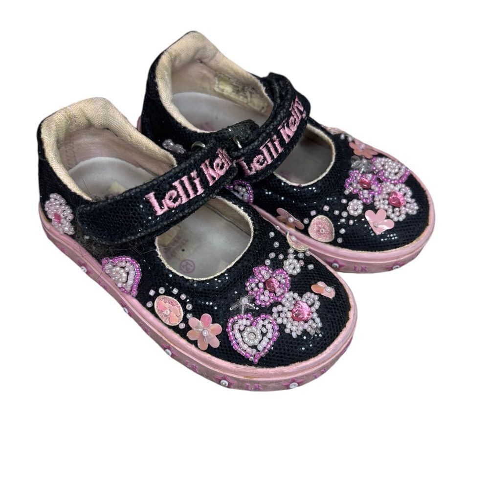 Lelli Kelly Toddler Shoes Mary Jane Black Sequin Beaded Size 21